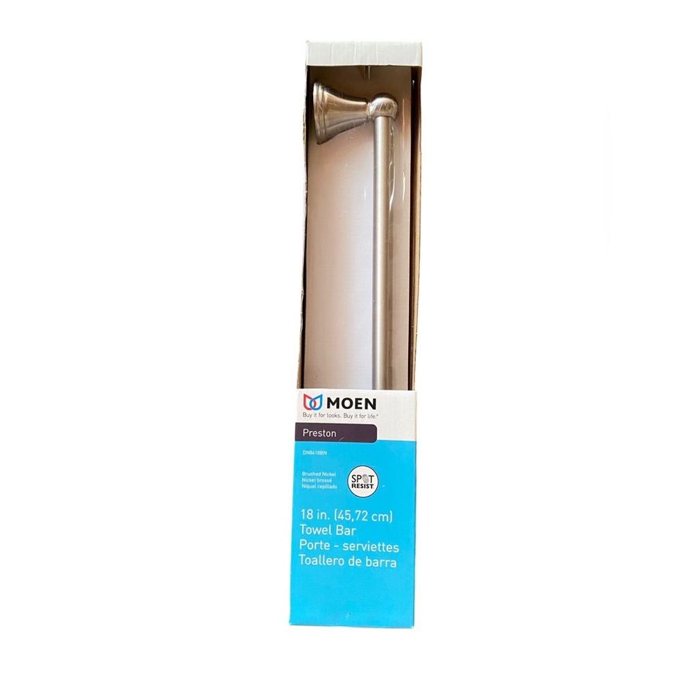 MOEN Preston 18 in. Towel Bar in Spot Resist‎ Brushed Nickel DN8418BN